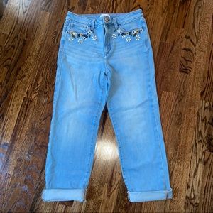 Flower Embroidered Jeans